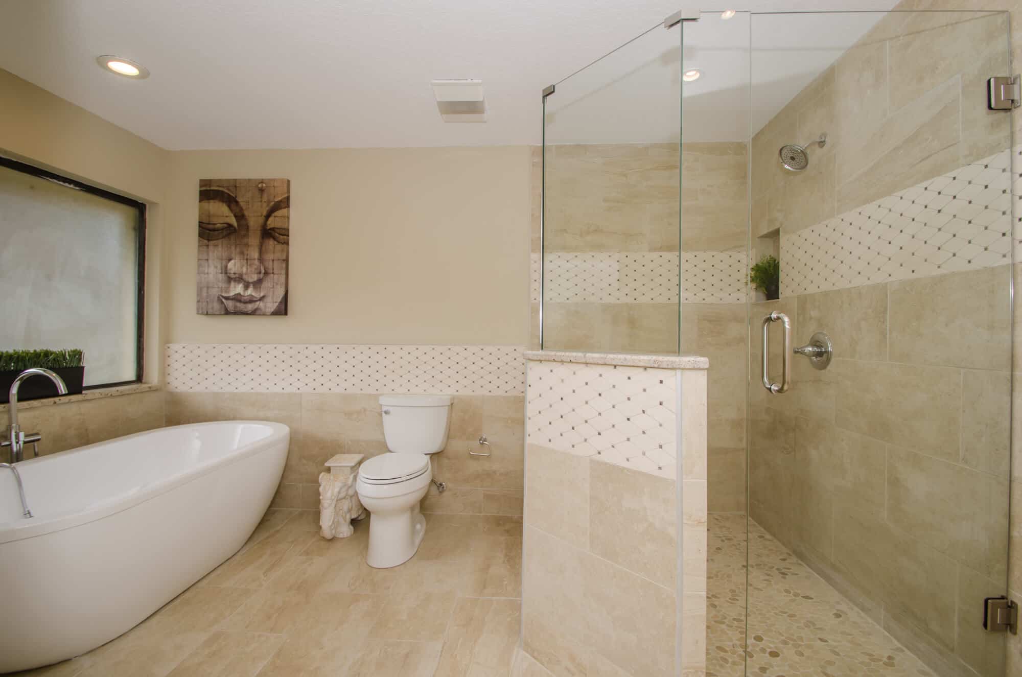 Seminole bathroom remodel with freestanding bathtub and custom shower
