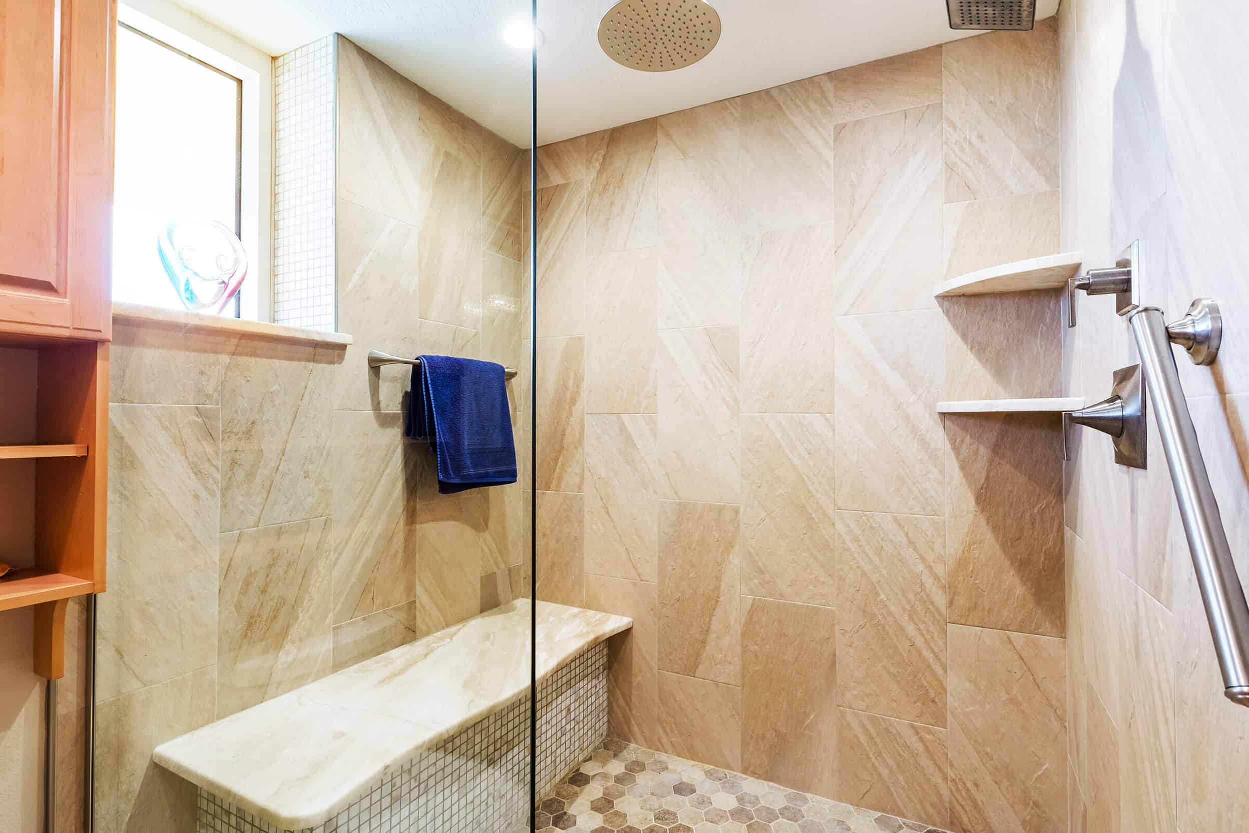 New guest bath shower in Clearwater Beach condo