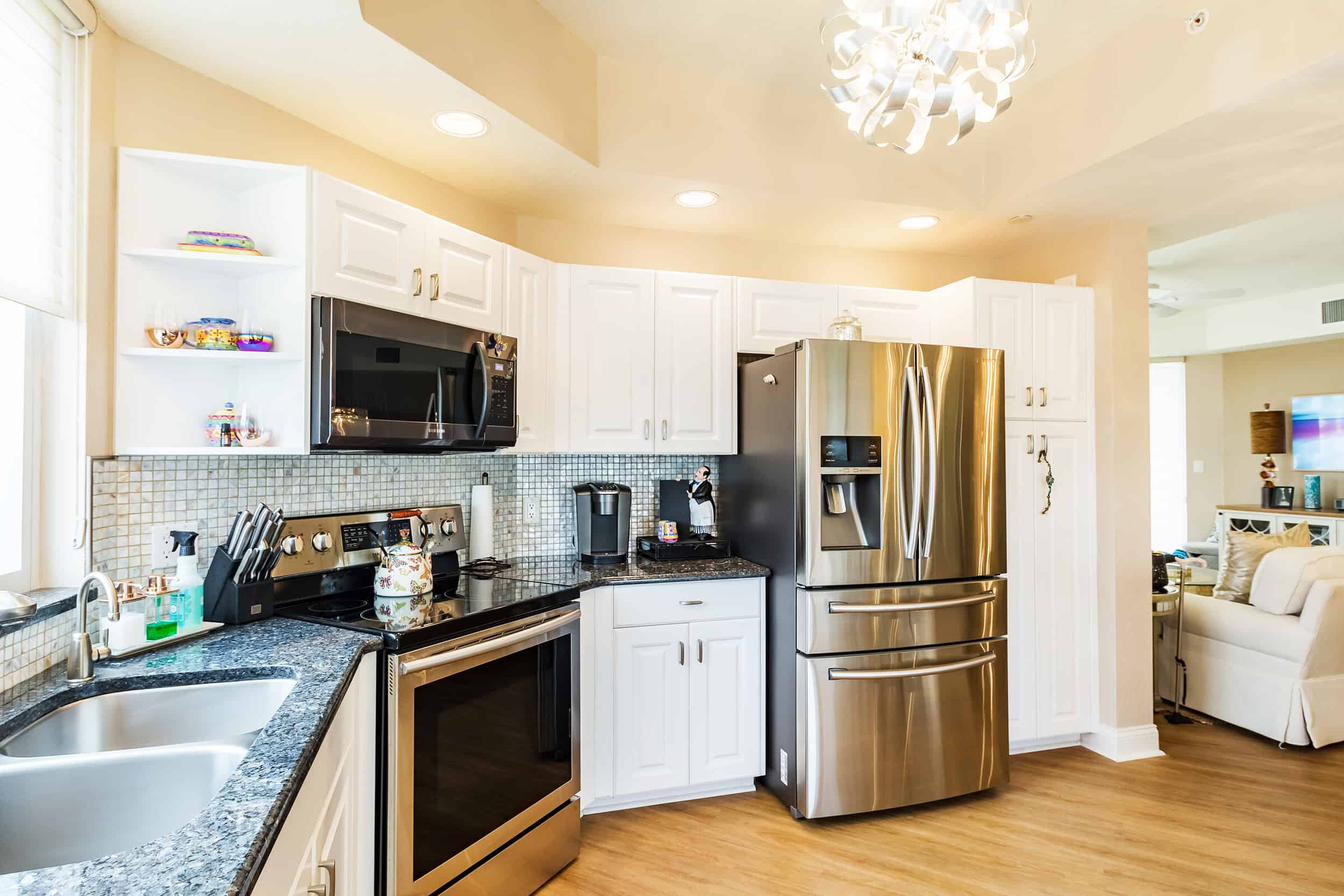 New tile backsplash in Clearwater Beach condo kitchen