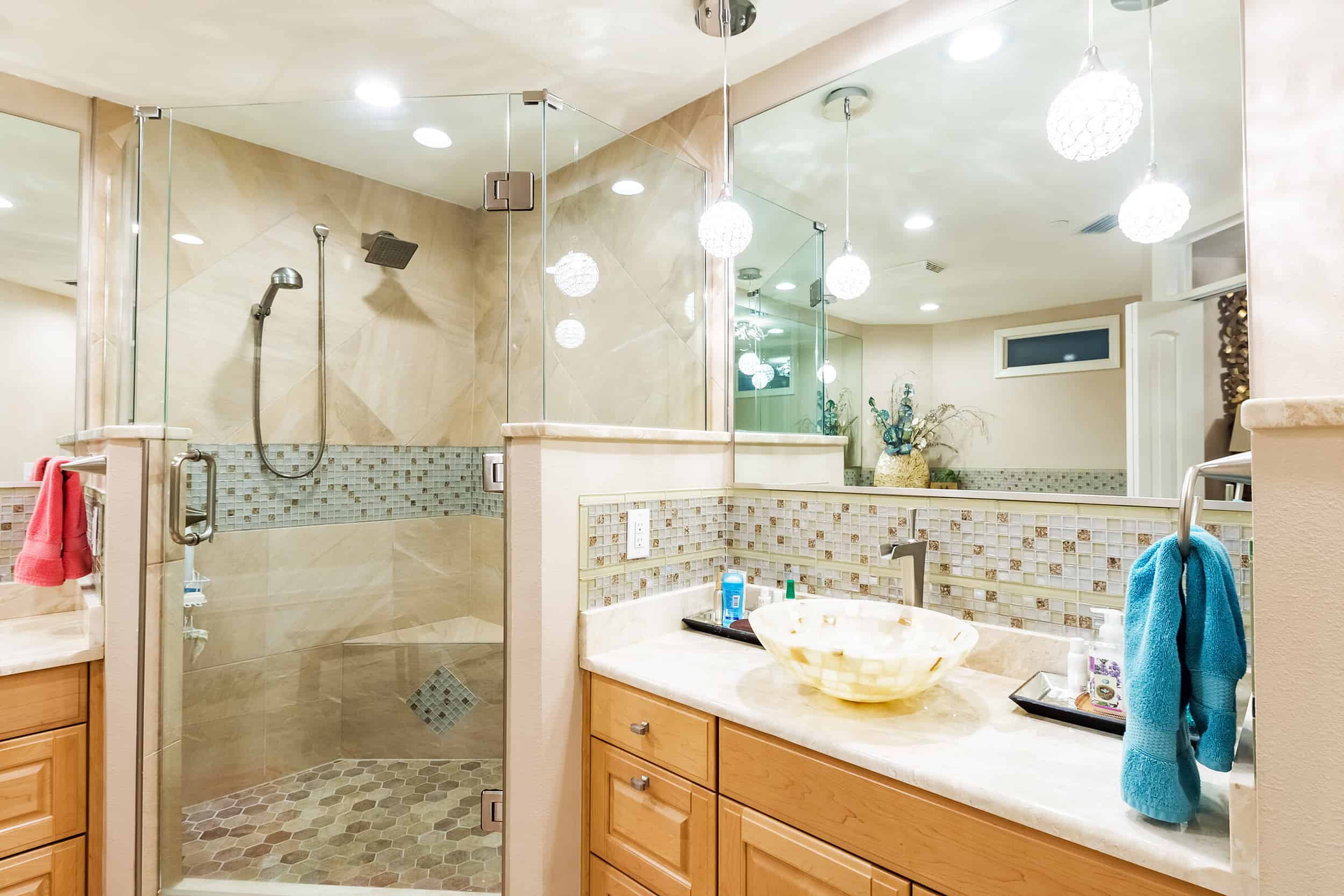 Reconfigured master bathroom in Clearwater Beach condo