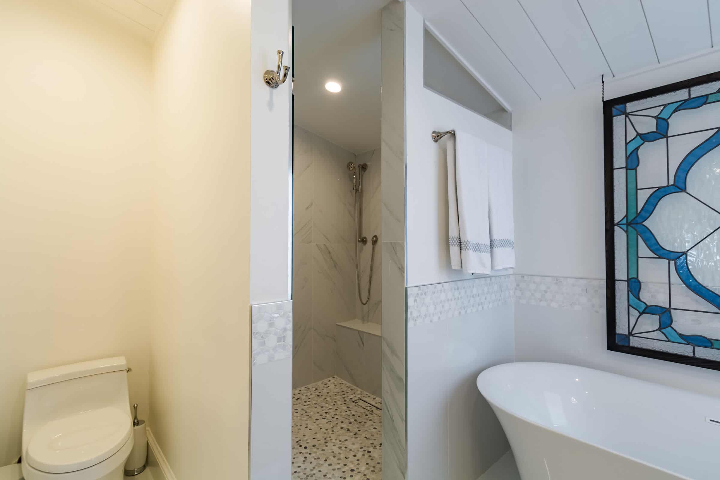Shower entrance in Tampa bathroom remodel