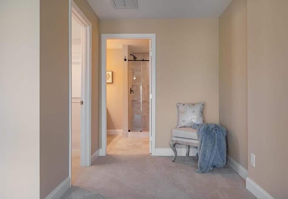Expanded hallway and remodeled bathroom area