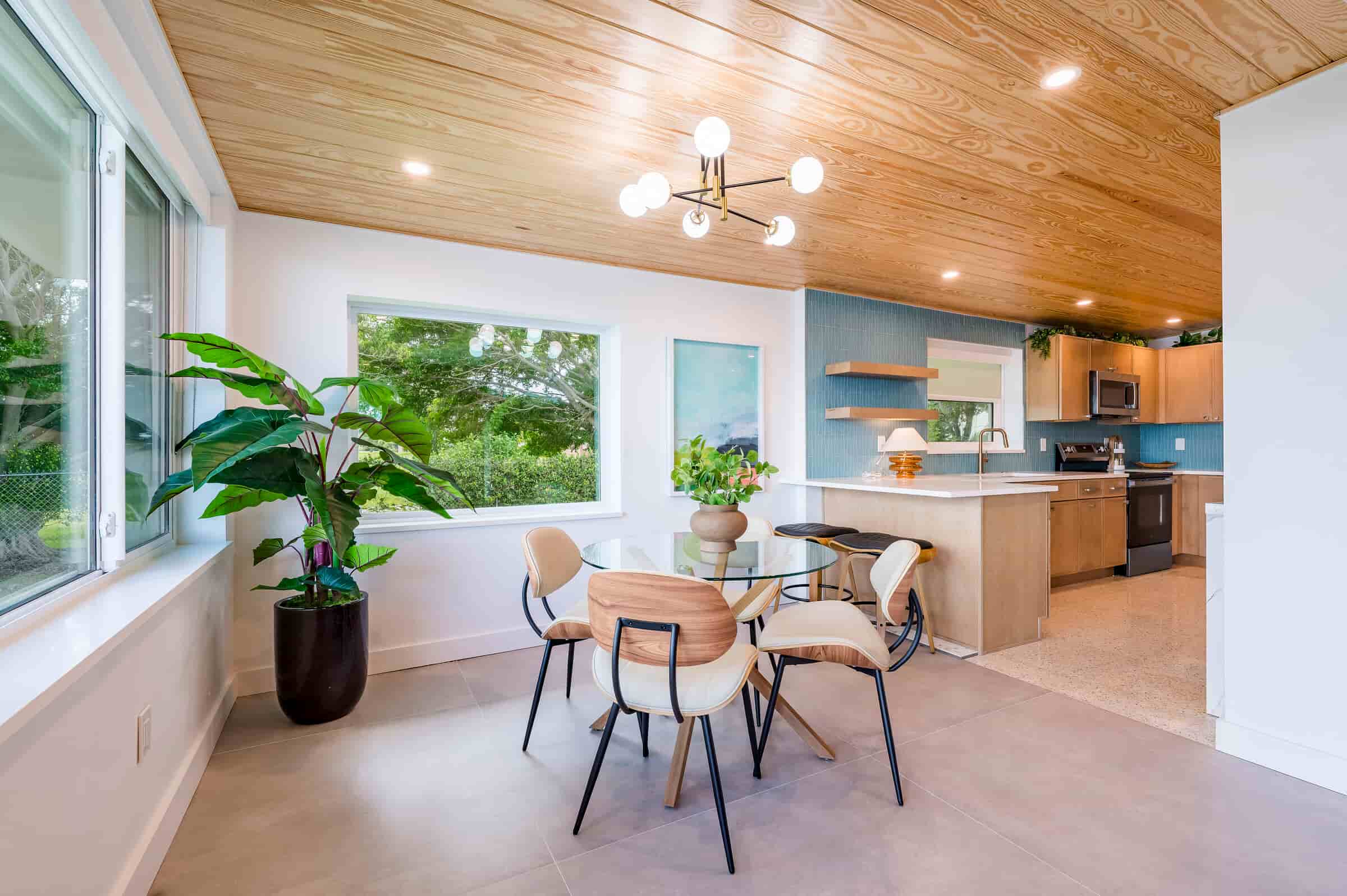 Open kitchen and dining space
