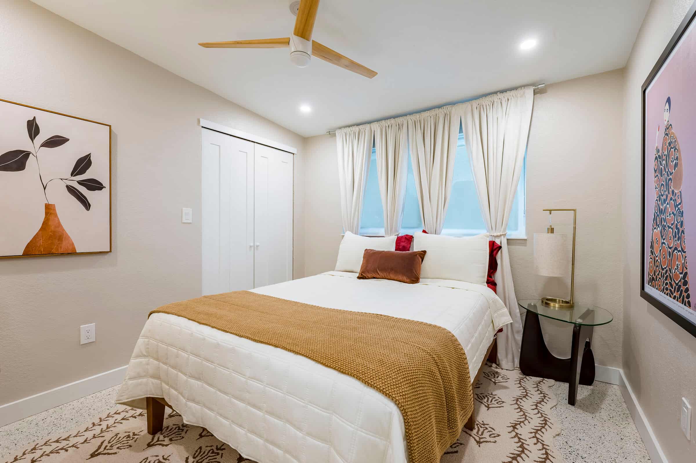 Bedroom with neutral interior finishes