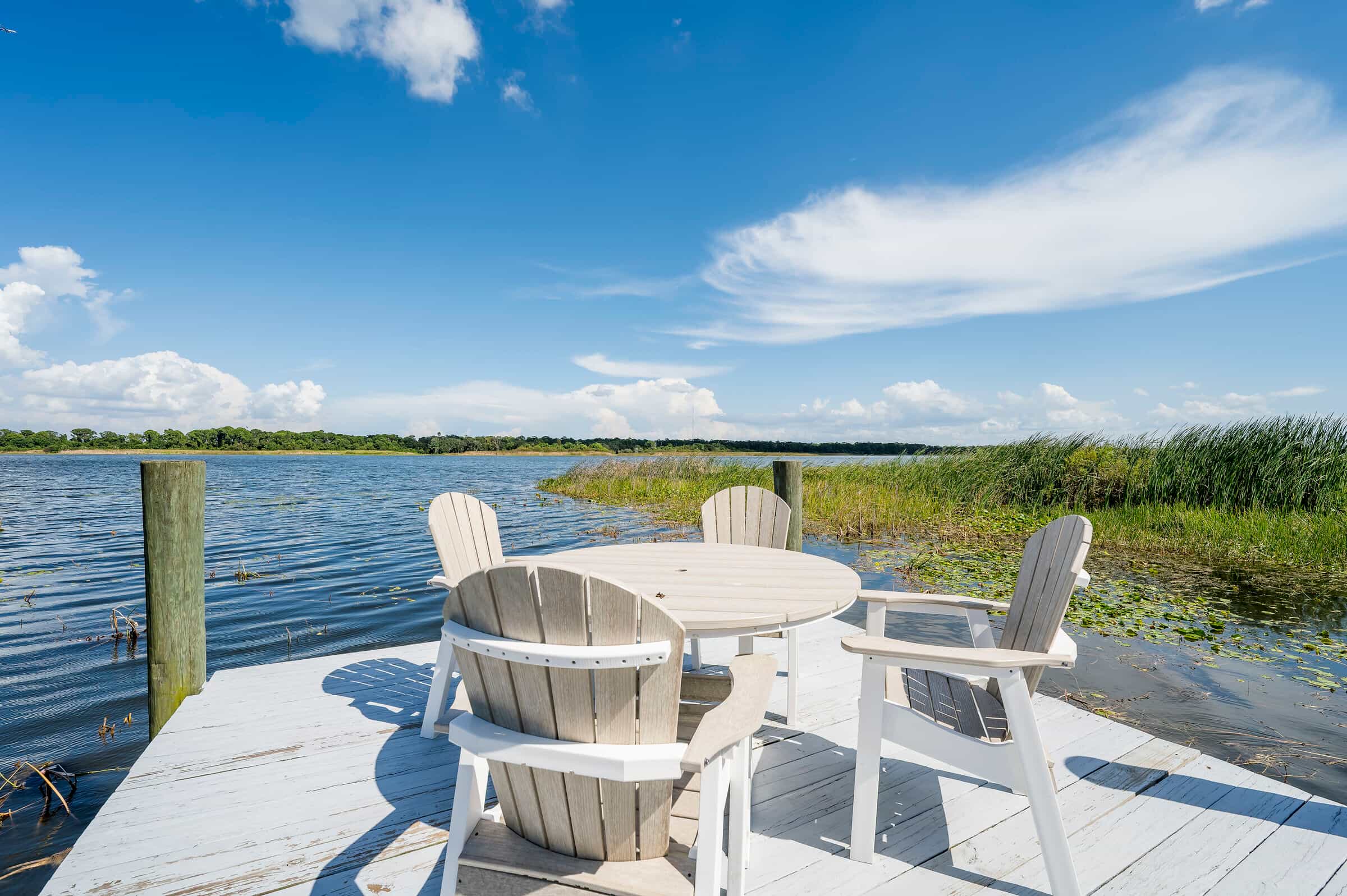 Outdoor waterfront dining area