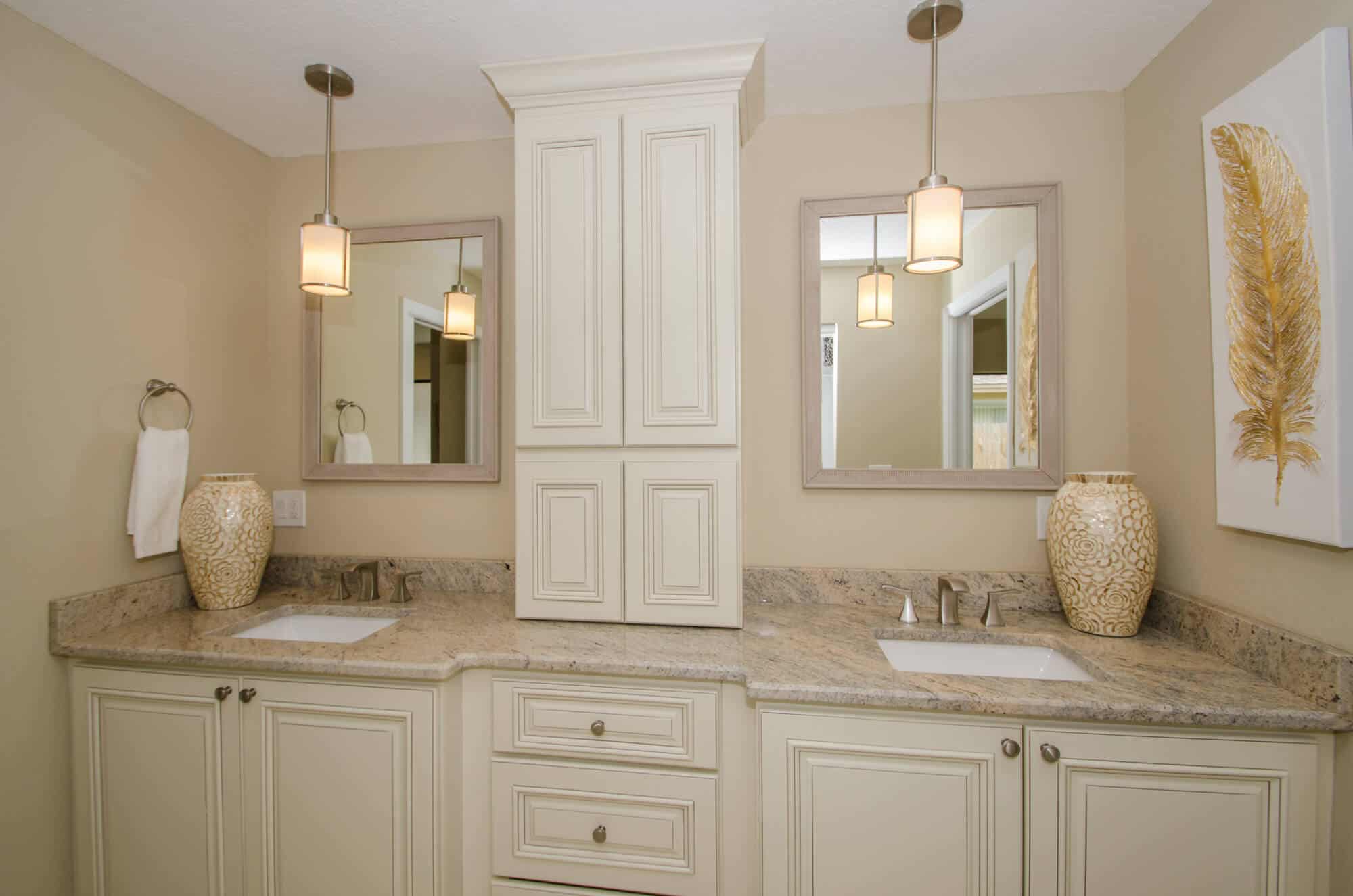 Bath remodel featuring bath cabinetry