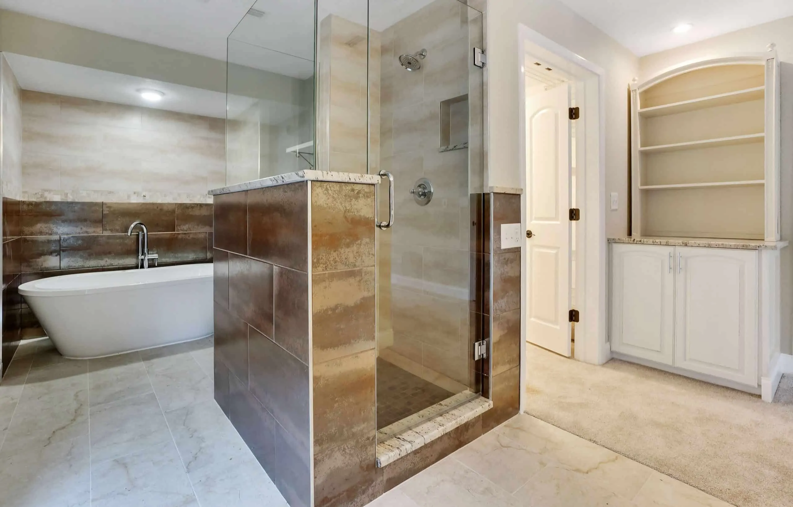 Bath remodeling with shower feature