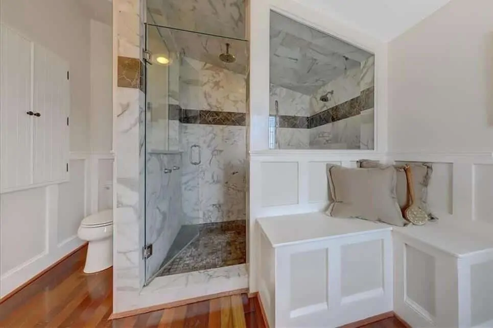 bath remodel featuring marble
