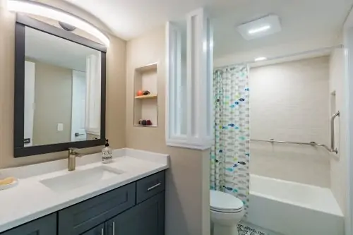 condo remodeling with new bathroom and accessible bathtub