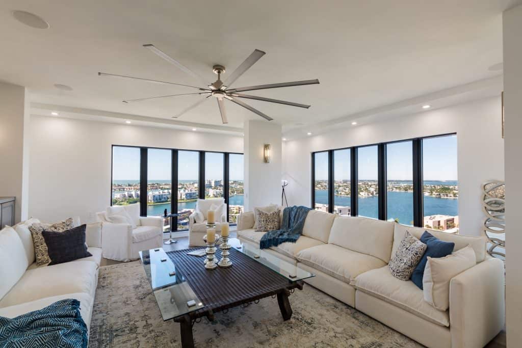 Condo Remodel in St Petersburg with Living Room Water View