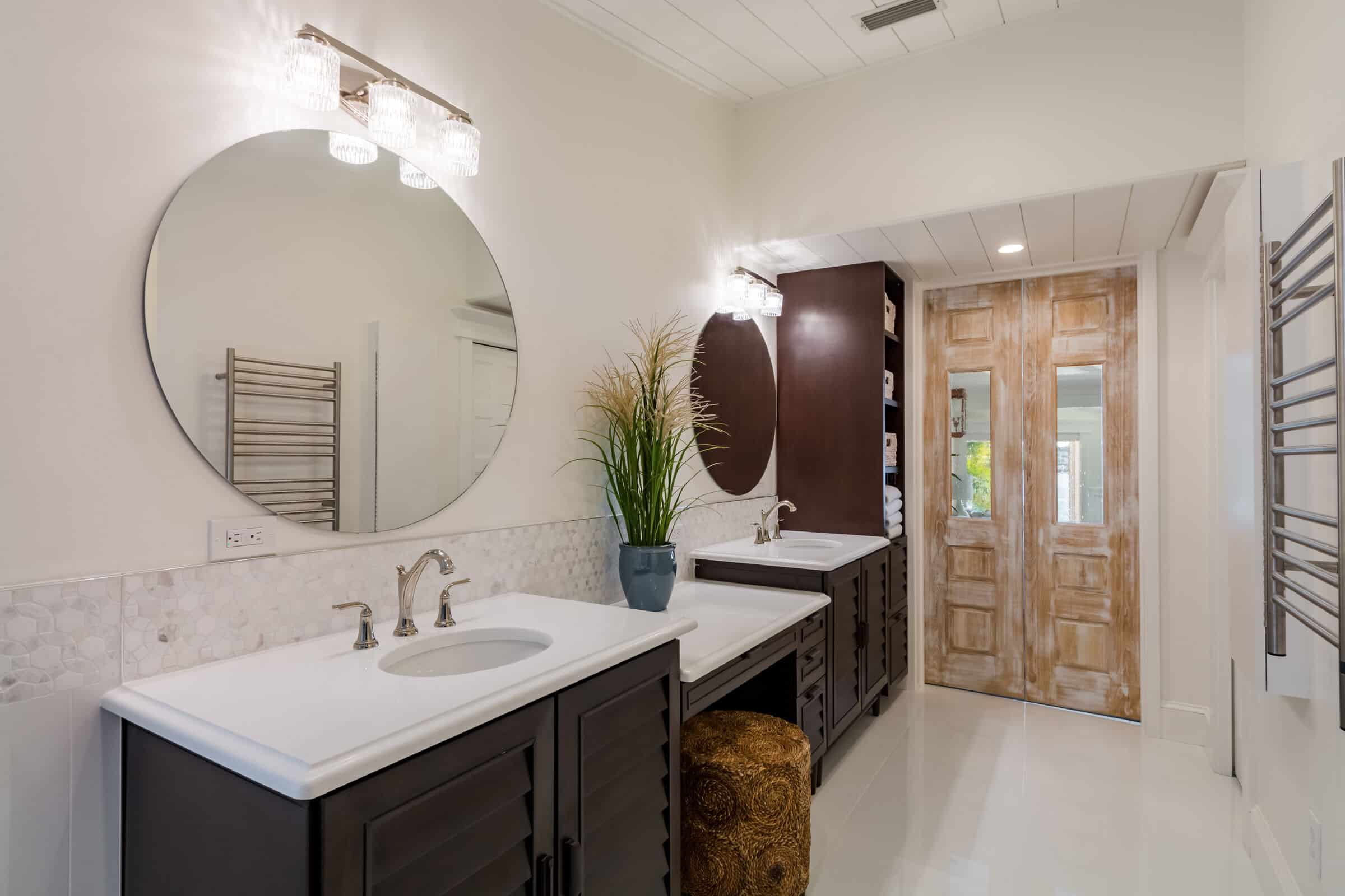 Bathroom Remodel in Tampa with custom entry door