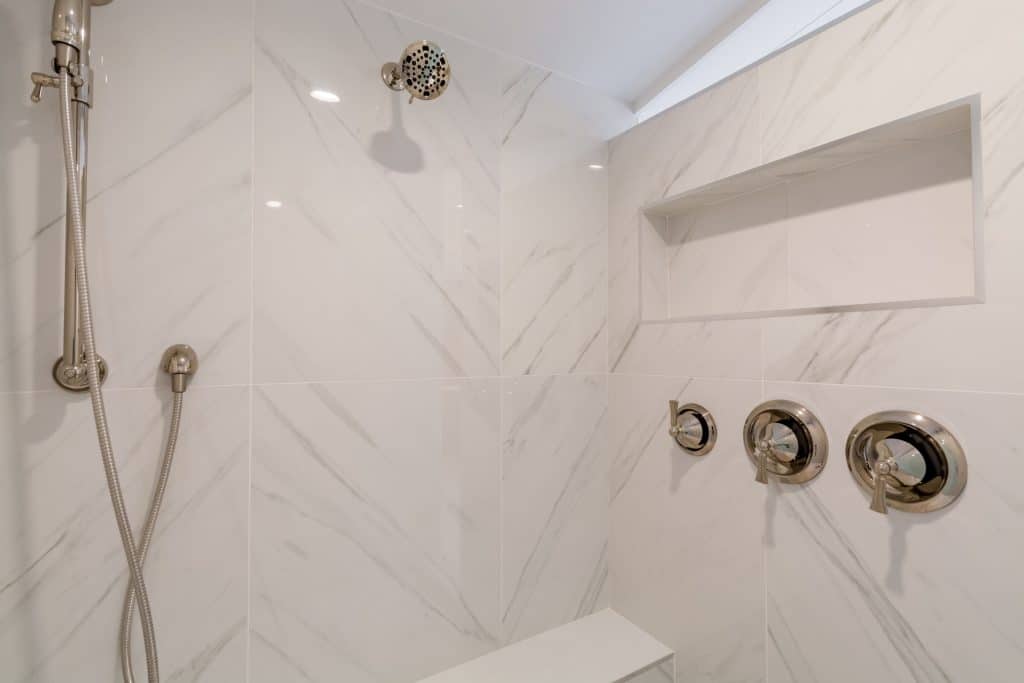 Tampa Bathroom Remodel with shower walls in Porcelain